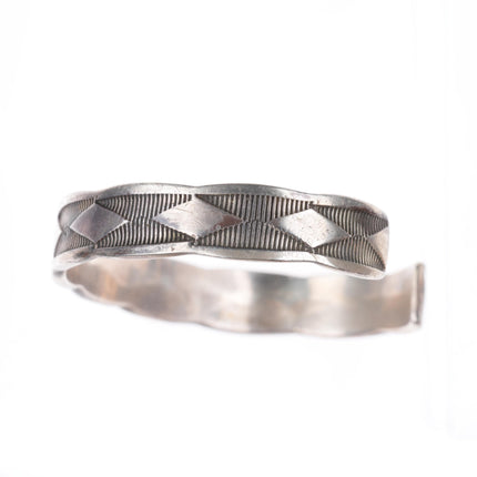 7" Nora Bill Navajo deep stamped sterling silver cuff bracelet