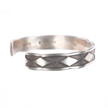 7" Nora Bill Navajo deep stamped sterling silver cuff bracelet