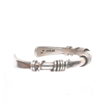 7.5" Orville Tsinnie Navajo sterling silver wire wrapped modernist cuff bracelet
