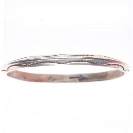 8.2" vintage Navajo sterling silver deep stamped carinated bangle bracelet