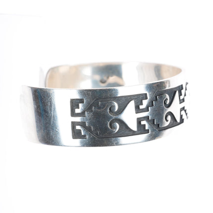 7.2" Mark Tawahongva Hopi overlay sterling silver cuff bracelet