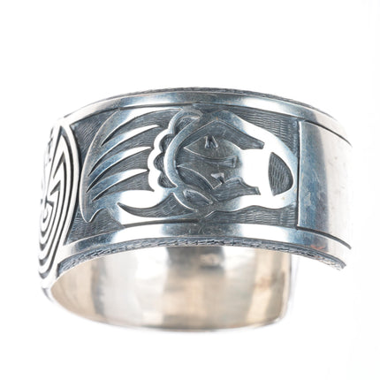 7.2" Bradley Gashwazra overlay Man in the Maze sterling silver cuff bracelet