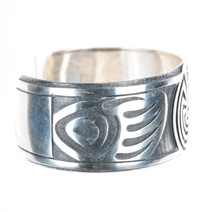 7.2" Bradley Gashwazra overlay Man in the Maze sterling silver cuff bracelet