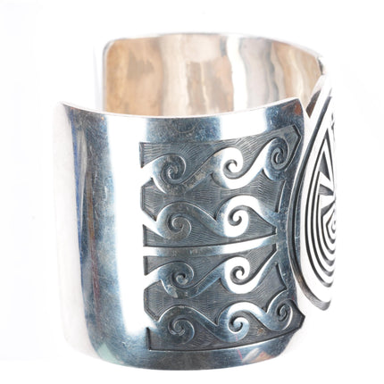 7.24" Mark Tawahongva Hopi Man in the Maze sterling silver cuff bracelet