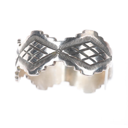 6.6" Herman Smith Navajo sterling silver deep stamped cuff bracelet