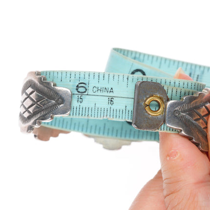 6.6" Herman Smith Navajo sterling silver deep stamped cuff bracelet