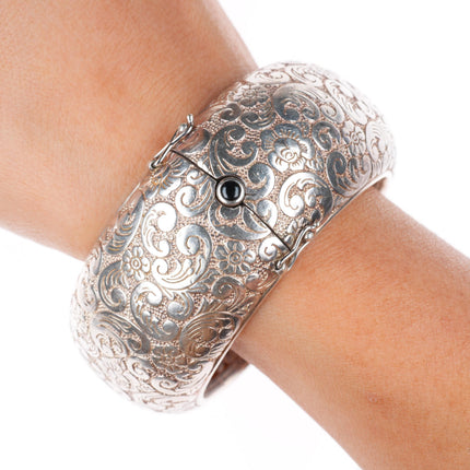 7" Monica Rich Kosann heavy sterling silver wide paisley pattern bangle bracelet