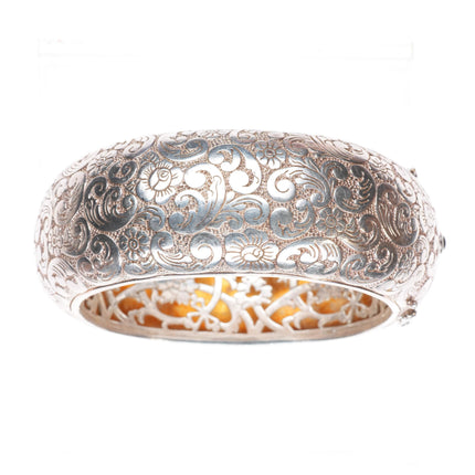 7" Monica Rich Kosann heavy sterling silver wide paisley pattern bangle bracelet