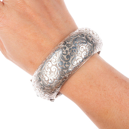 7" Monica Rich Kosann heavy sterling silver wide paisley pattern bangle bracelet