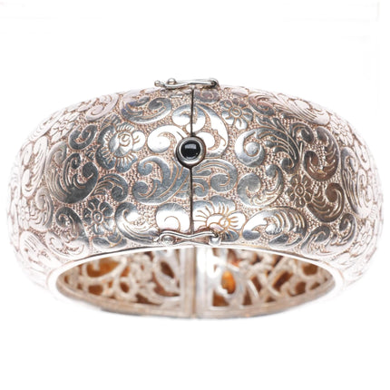 7" Monica Rich Kosann heavy sterling silver wide paisley pattern bangle bracelet