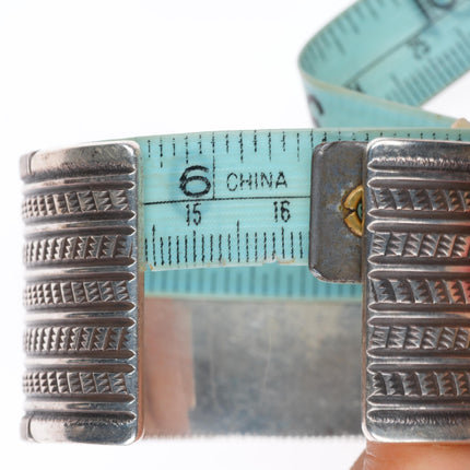 6.4" Pat Bedoni Navajo deep stamped/chiseled heavy sterling silver cuff bracelet