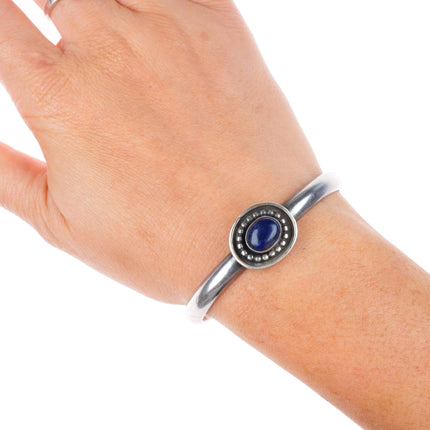 6.1" L.M. Shimoda southwestern sterling silver lapis cuff bracelet