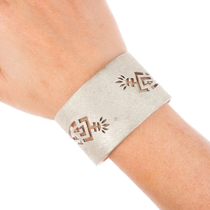 6.5" Jackie Manygoats Navajo sterling silver Kokopelli cuff bracelet