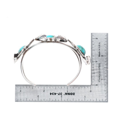 6.6" vintage TT Navajo sterling silver turquoise cuff bracelet