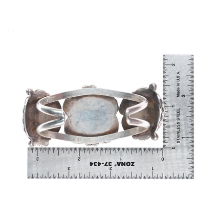 6.6" vintage TT Navajo sterling silver turquoise cuff bracelet