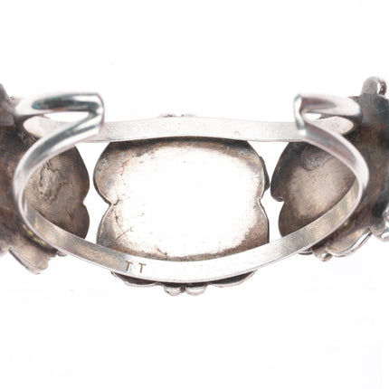 6.6" vintage TT Navajo sterling silver turquoise cuff bracelet