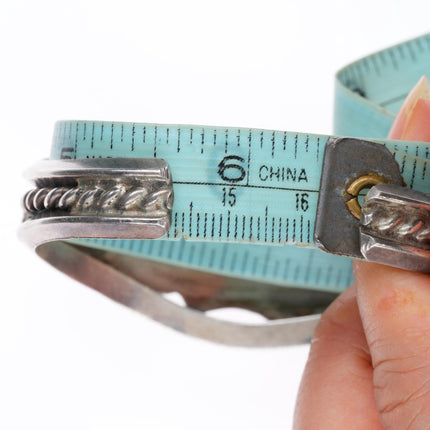 6.4" vintage Bisbee turquoise Navajo sterling silver cuff bracelet