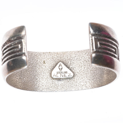 6.7" Al Nez Navajo Tufa Cast sterling silver cobblestone inlay cuff bracelet