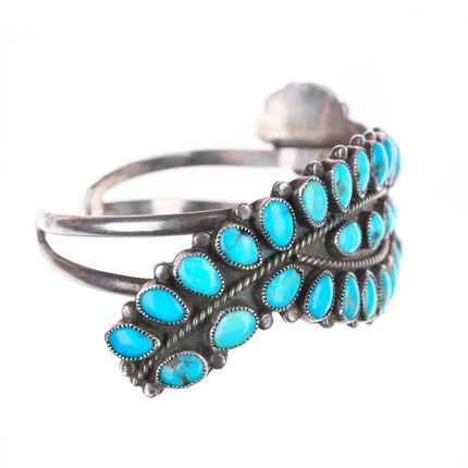 6.75" vintage J.M. Begay Navajo sterling silver natural turquoise cuff bracelet