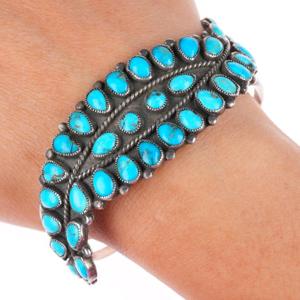 6.75" vintage J.M. Begay Navajo sterling silver natural turquoise cuff bracelet