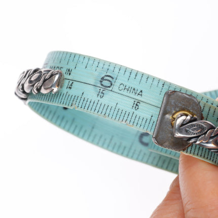 6.5" deep stamped Navajo vintage sterling silver braided cuff bracelet