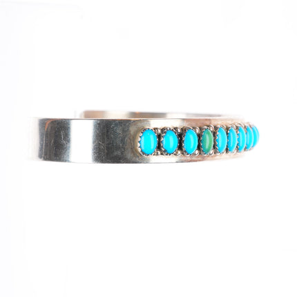 6.4" Daniel Mike Navajo sterling silver turquoise row cuff bracelet