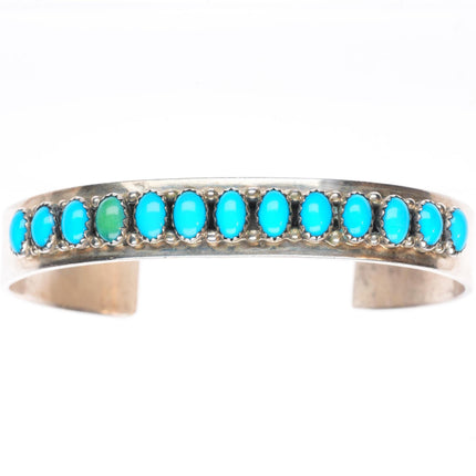 6.4" Daniel Mike Navajo sterling silver turquoise row cuff bracelet