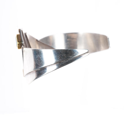 6.25" Sydney Lynch 14k gold sterling silver modernist Tourmaline cuff bracelet