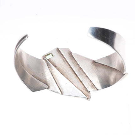 6.25" Sydney Lynch 14k gold sterling silver modernist Tourmaline cuff bracelet