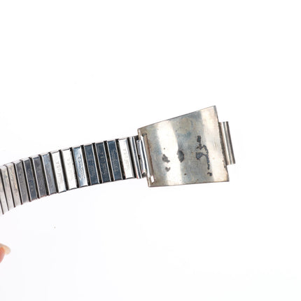 Vintage Zuni sterling silver inlaid sunface "indian chief" watch band tips