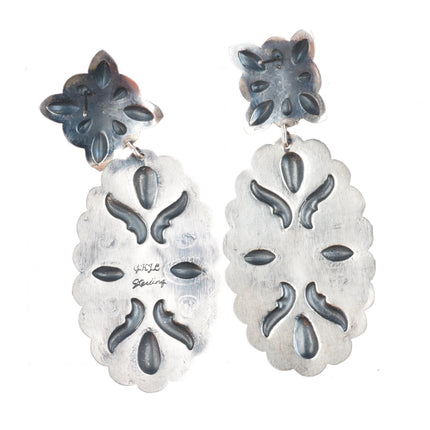 Glenn Livingston Navajo Large Navajo sterling silver turquoise concho earrings