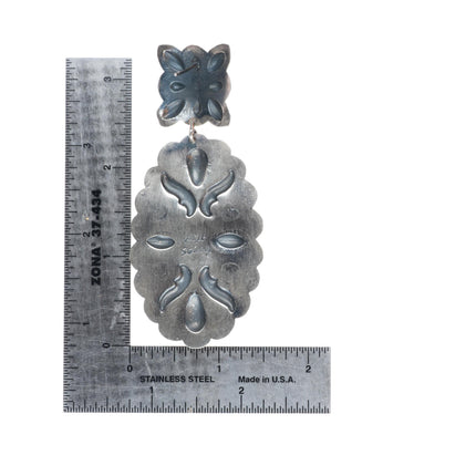 Glenn Livingston Navajo Large Navajo sterling silver turquoise concho earrings