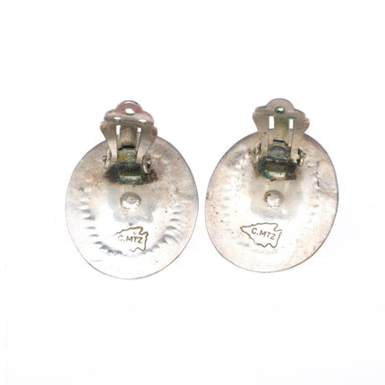 Calvin Martinez Navajo sterling silver high grade turquoise clip on earrings