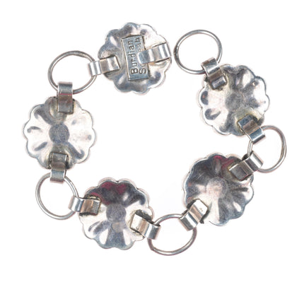 6" Burdian Soseeah Zuni sterling silver sunface channel inlay link bracelet
