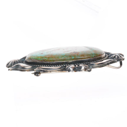 Kirk Smith Navajo sterling silver Green turquoise repousse pendant/pin brooch
