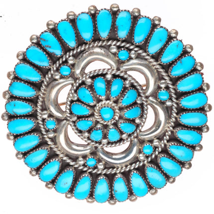 Lorraine Waatsa Zuni sterling silver turquoise cluster pendant pin/brooch