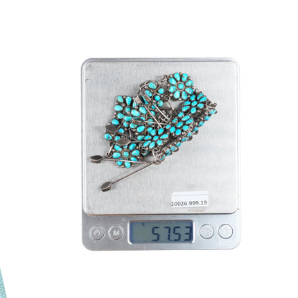 1940's-50's Zuni Natural turquoise petit point sterling silver necklace