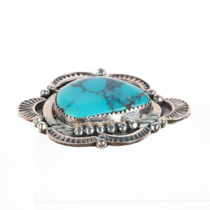 Richard Begay Navajo sterling silver high grade turquoise pin/brooch