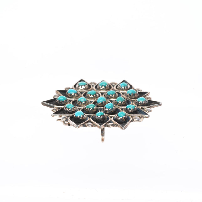 Lonasse Zuni sterling silver snake eye turquoise star form pendant pin/brooch