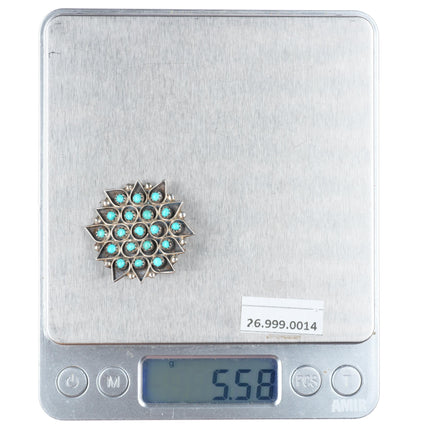 Lonasse Zuni sterling silver snake eye turquoise star form pendant pin/brooch