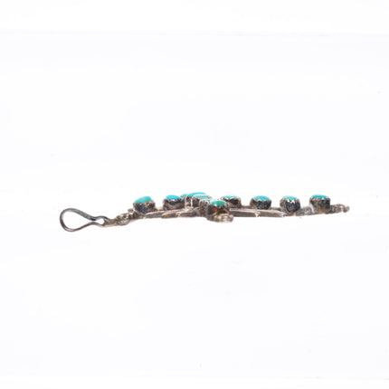 vintage Zuni sterling silver snake eye turquoise cross pendant