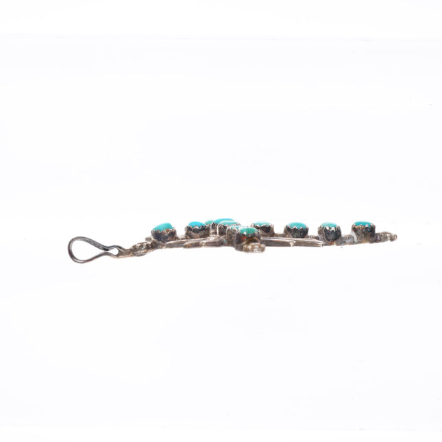 vintage Zuni sterling silver snake eye turquoise cross pendant