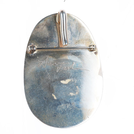 Herman Vandever Navajo sterling silver high grade coral pendant - Pin/brooch
