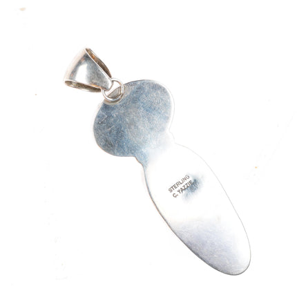 C Yazzie Navajo sterling silver high grade turquoise pendant