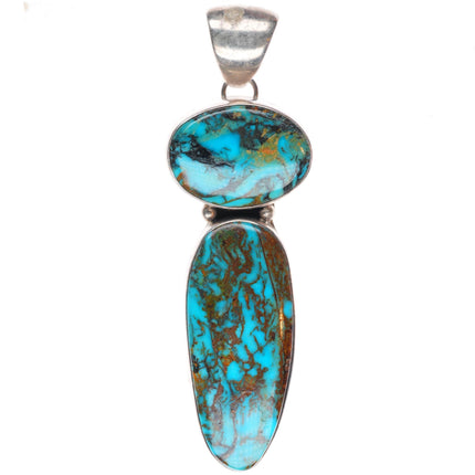 C Yazzie Navajo sterling silver high grade turquoise pendant