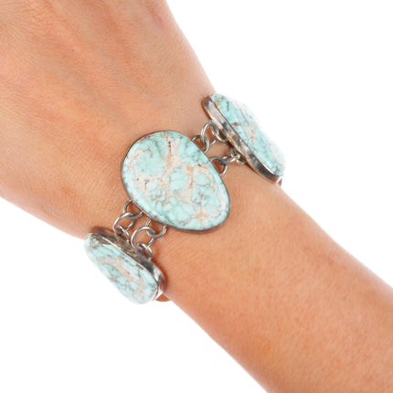 7"  Tony Garcia Navajo Dry Creek Nevada Turquoise sterling silver link bracelet