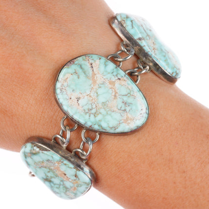 7"  Tony Garcia Navajo Dry Creek Nevada Turquoise sterling silver link bracelet