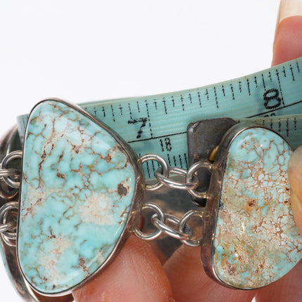 7"  Tony Garcia Navajo Dry Creek Nevada Turquoise sterling silver link bracelet