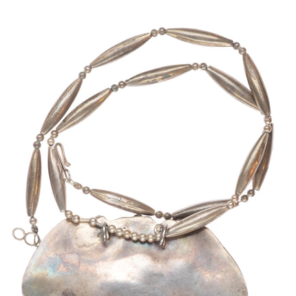 20" vintage Navajo sterling silver waterweb turquoise bib necklace