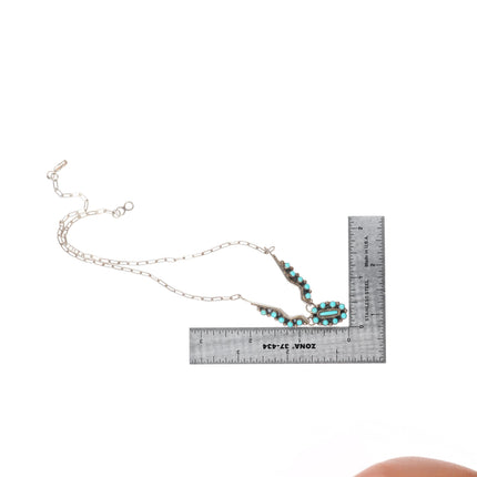 17" Vintage Zuni sterling silver snake eye turquoise necklace